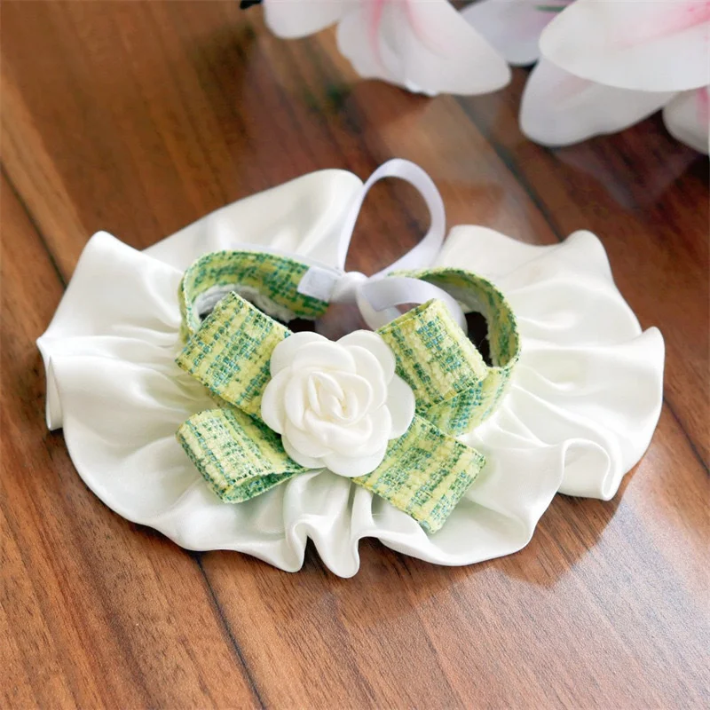 Lindo pajarita Collar de encaje ajustable gato perro Baberos cachorro pañuelo pañuelos Collar corbata Correa bufanda Estilo Princesa - imagen 5