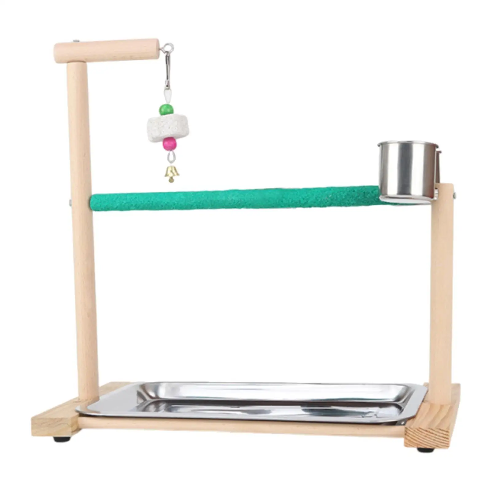Parrot Playground Perch Gym Removable Tray Feeder Cups Exercise Activity Center for Budgie Conures Cockatoos Cage Accessories