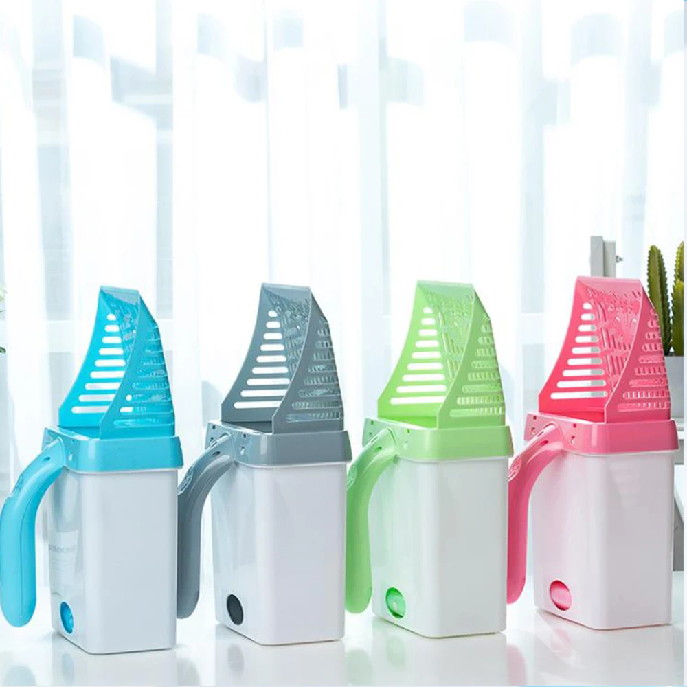 Pala de arena para gatos, Herramientas de limpieza de plástico, práctico cubo de basura desmontable con bolsas de basura, limpieza de caca de cachorro y gatito, productos para mascotas - imagen 2