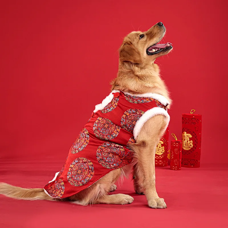 Nuevo estilo Tang, ropa para perros grandes para mascotas, ropa de algodón de Año Nuevo, ropa gruesa para Festival de Primavera para perros grandes - imagen 3