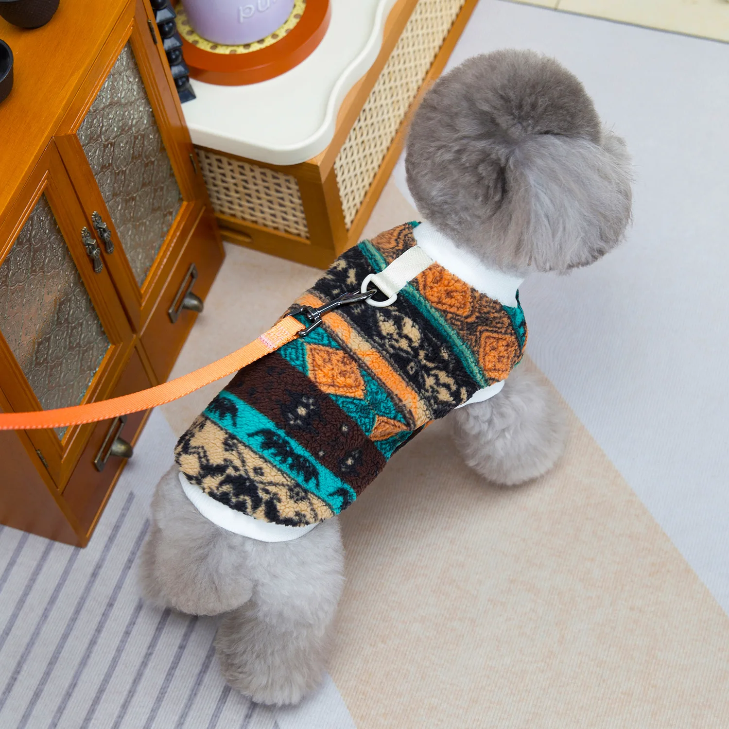 Suéter de invierno para perros pequeños, ropa térmica suave de lana para perros, suéter para cachorros de Chihuahua Yorkie, jersey para mascotas con anillo de correa - imagen 5