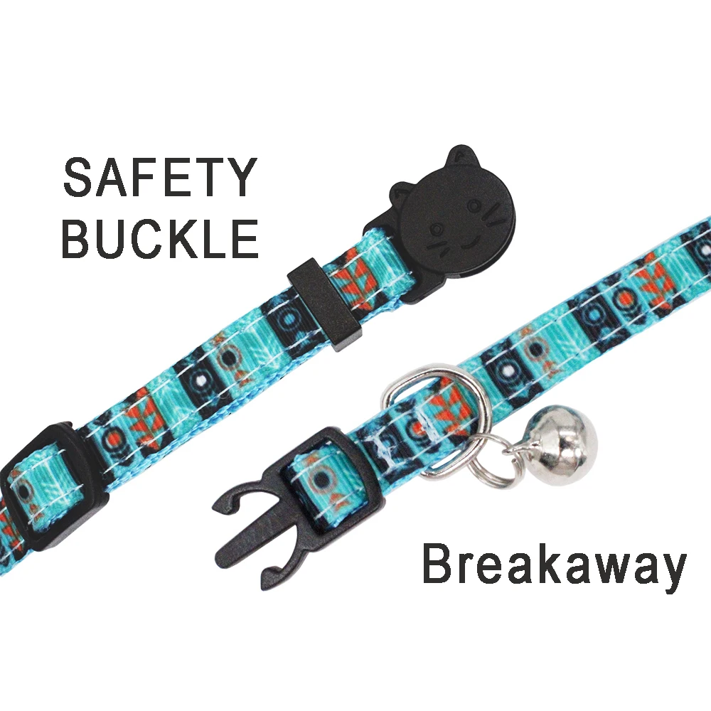 Collar de hebilla de seguridad de gato de identificación personalizada, estilo bohemio, placa de identificación personalizada ajustable, Collar de nailon de acero inoxidable con grabado gratis - imagen 4