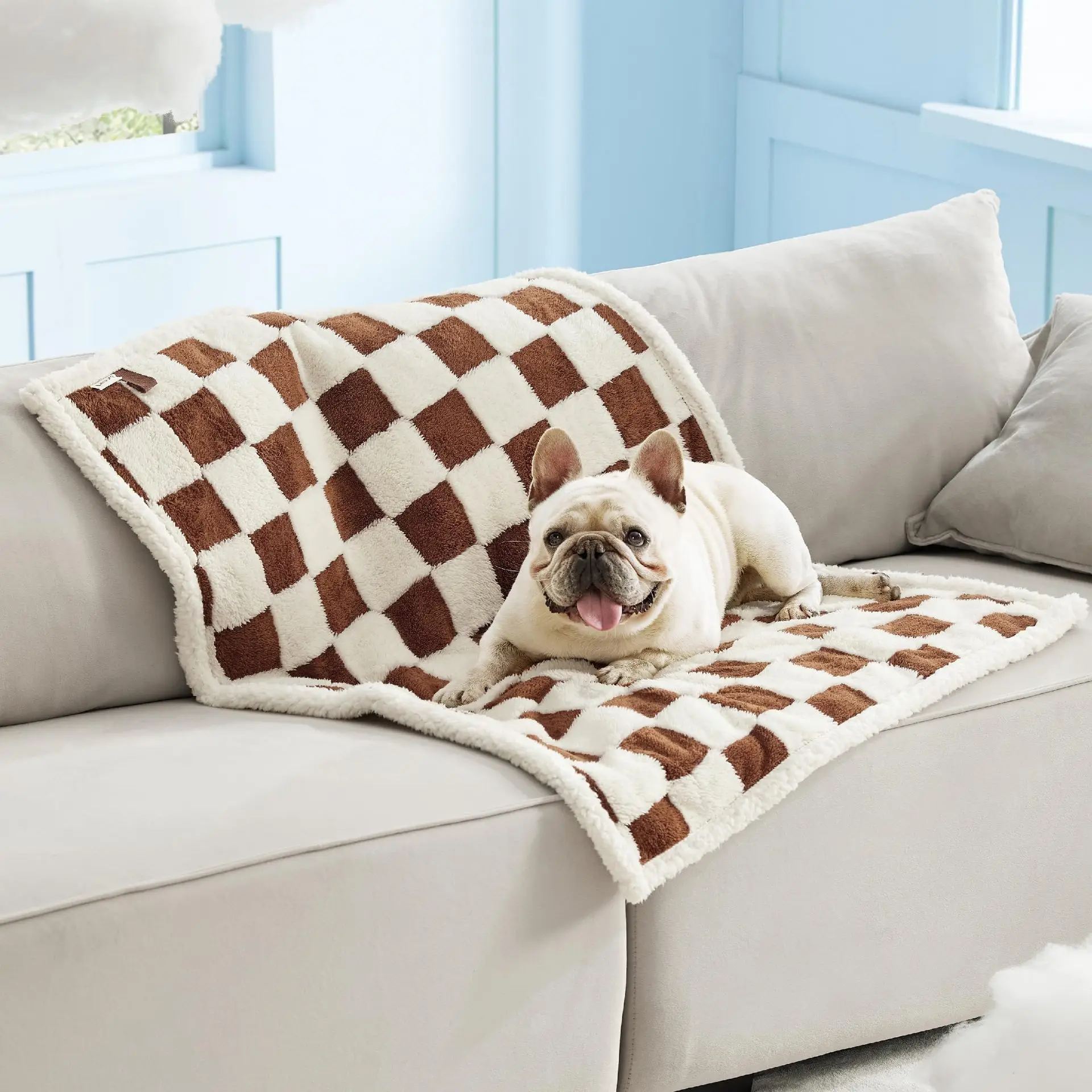 Estera para dormir gruesa a cuadros para perros, manta impermeable cálida para invierno, cama suave y cómoda para mascotas, sofá cama, accesorios para perros - imagen 5