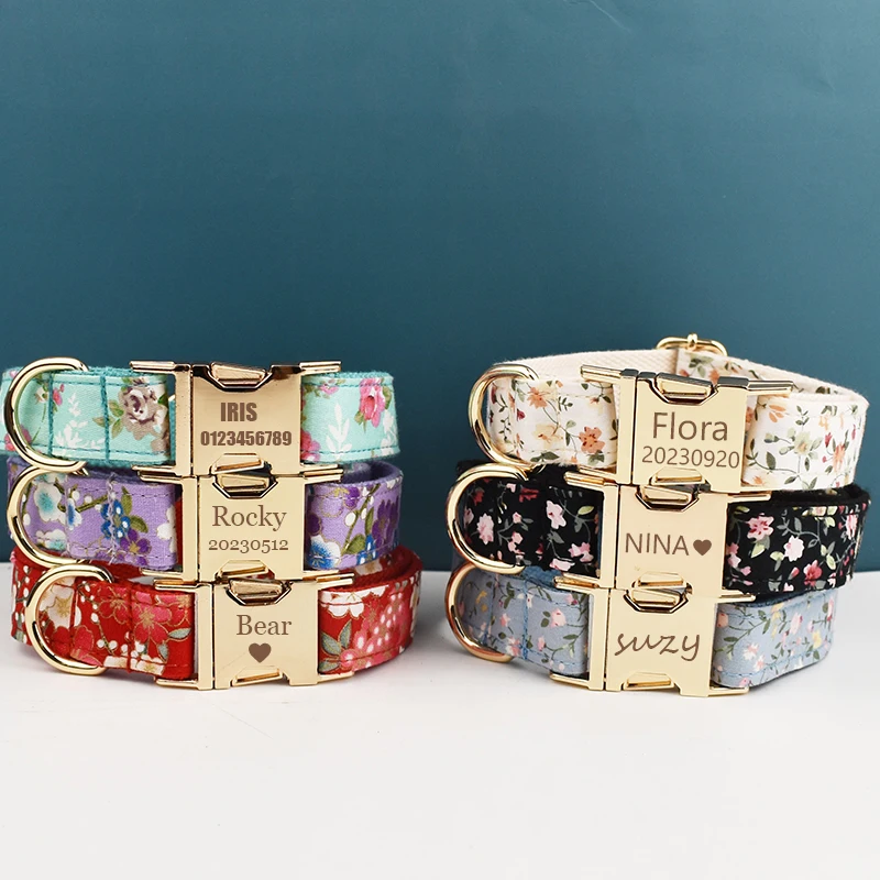 Accesorios para mascotas, Collar para perro, conjunto de arnés, Collar para perro, pajarita, productos impresos para mascotas, collares tácticos de lujo personalizados para perros