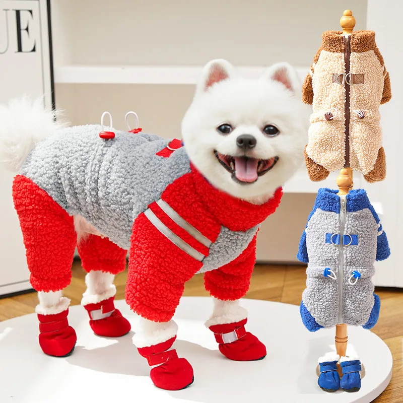 Ropa gruesa de lana para perros, mono cálido con cremallera para invierno, disfraz para perros pequeños y medianos, pelele para perros Chihuahua Yorks, monos XXL