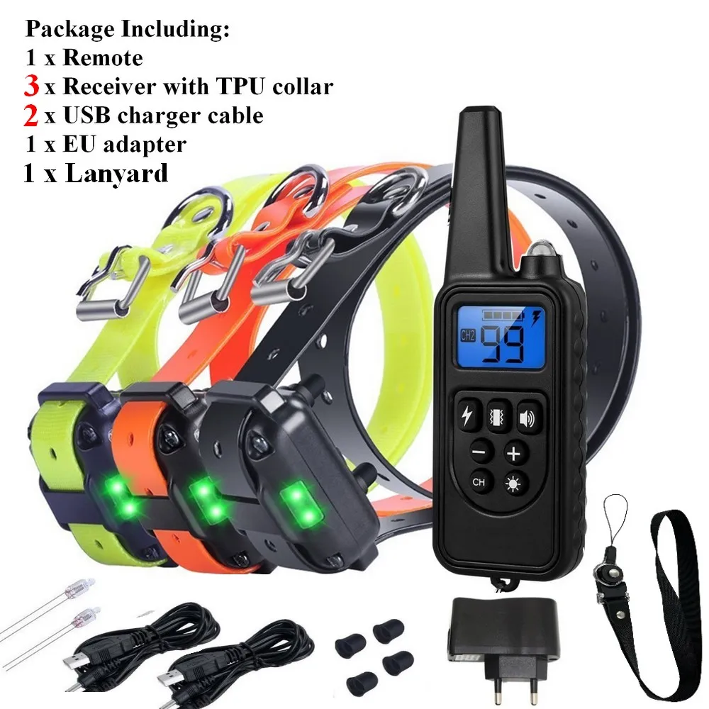Collar de entrenamiento para perros y mascotas de 800M, Collar de choque eléctrico para perros IP7, buceo, resistente al agua, Control remoto, dispositivo para perros, pantalla LCD de carga