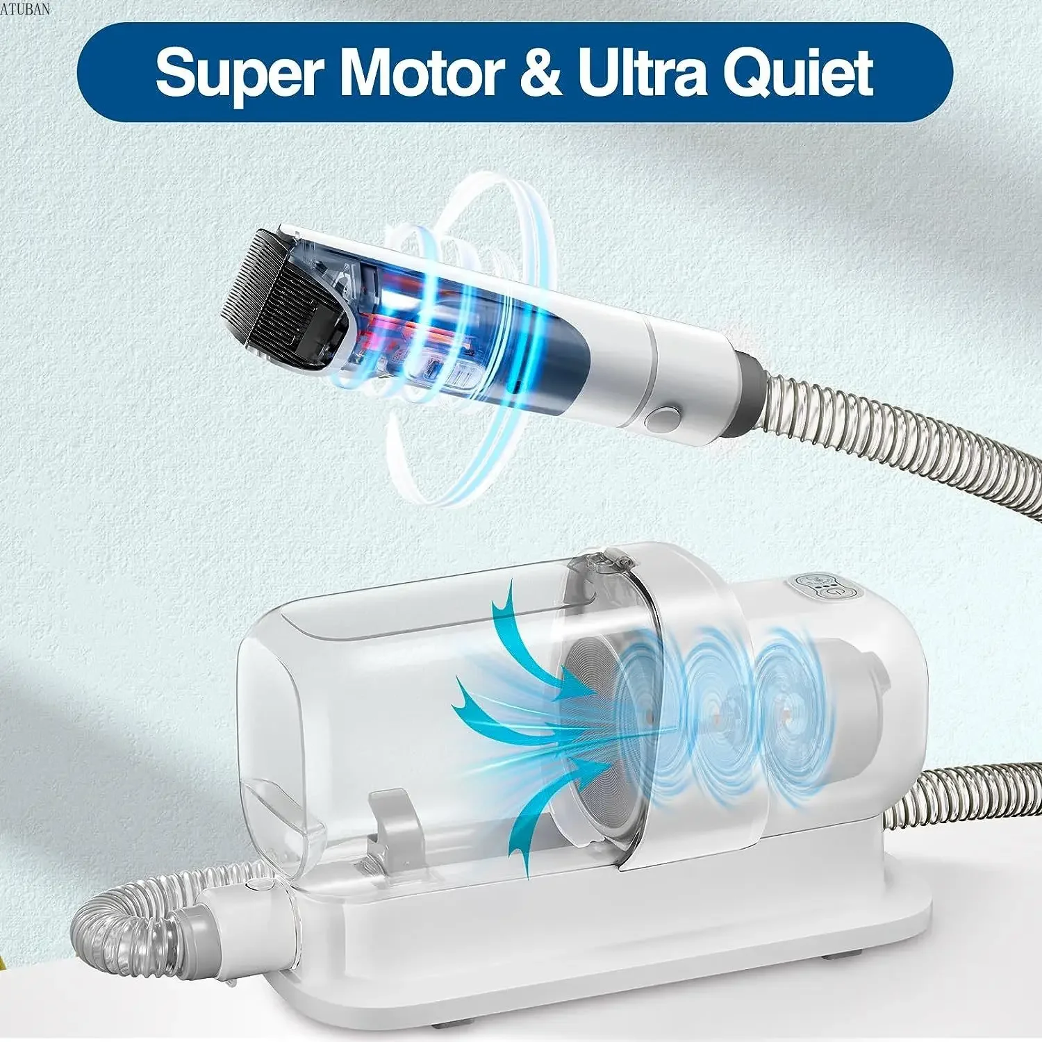 Aspiradora para el cuidado de perros y Kit de aseo para mascotas con capacidad de 2,3 L, taza para polvo de pelo de mascotas más grande, aspiradora con cepillo para perros para aspiradora de pelo de mascotas - imagen 3