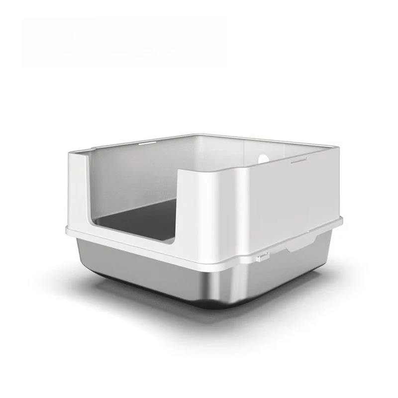 Stainless Steel Cat Litter Box Large-space Pet Supplies Open Cat Toilet Waterproof Non Stick Rust Proof Easy Clean Accessories