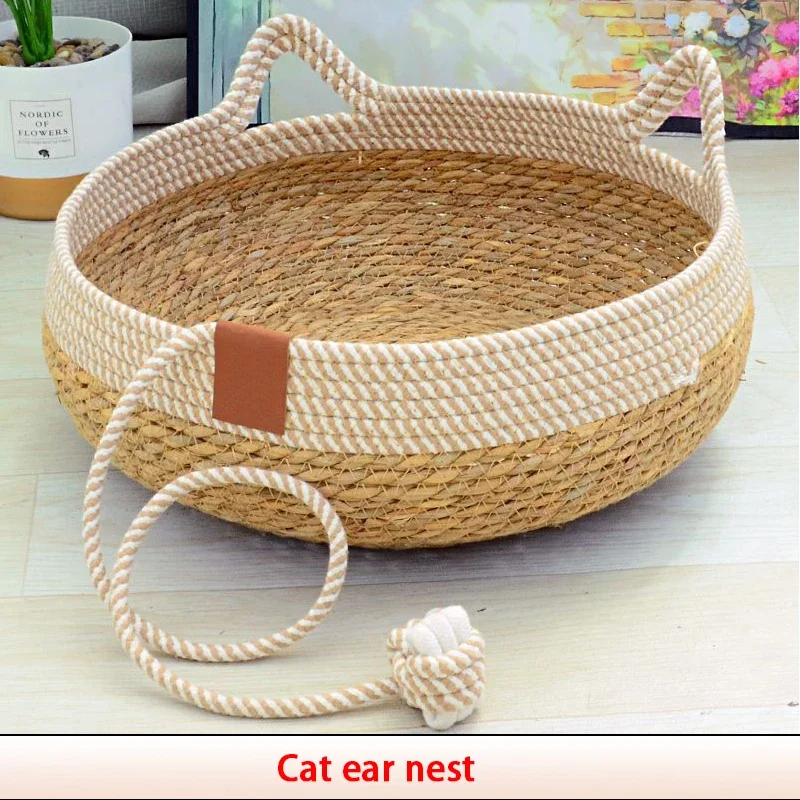 Cama de verano para gatos, tapizado extraíble tejido, casa para dormir, suelo para rascar gatos, ratán, resistente al desgaste, lavable, suministros para mascotas 35 - imagen 5