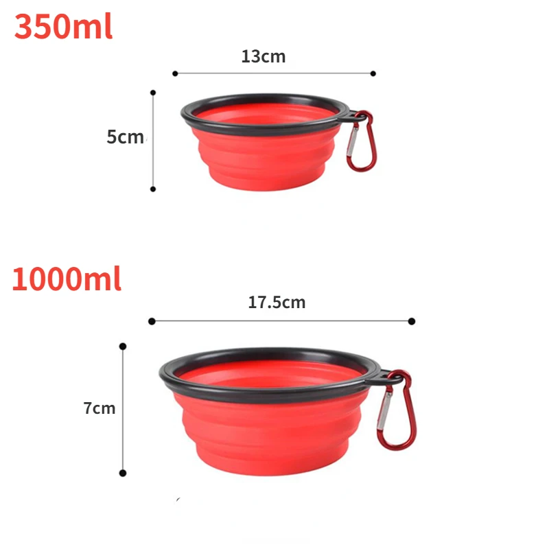350ML/1000ML Foldable Silicone Pet Bowl Portable Puppy Food Container Collapsible Feeder for Outdoor Camping Dog Accessories - imagen 2