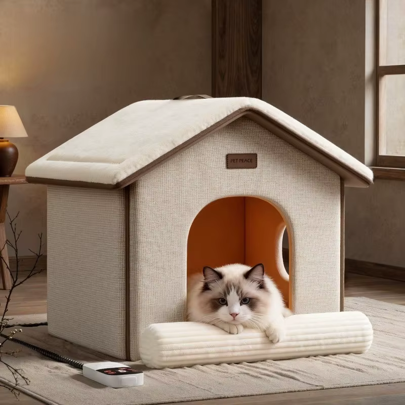 Cama estilo casa lavable para perros y gatos pequeños – Invierno