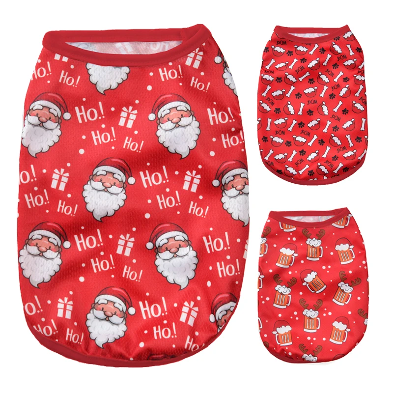 Ropa para perros, camiseta navideña para mascotas para perros pequeños y medianos, gatos, verano, transpirable, suave y acogedor, chaleco para cachorros, abrigo, trajes para Chihuahua y Pug