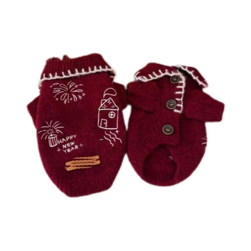 Suéter para mascotas, suéter navideño para perros y gatos, suéter de punto colorido cálido y cómodo para otoño e invierno, tiras rojas y verdes