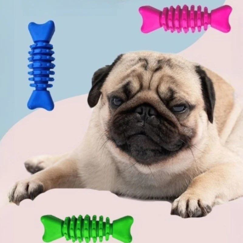 Juguetes para masticar para perros TPR para limpieza de dientes, palo Molar con forma de caramelo con cuerda de algodón para cachorros, perros medianos y grandes - imagen 3