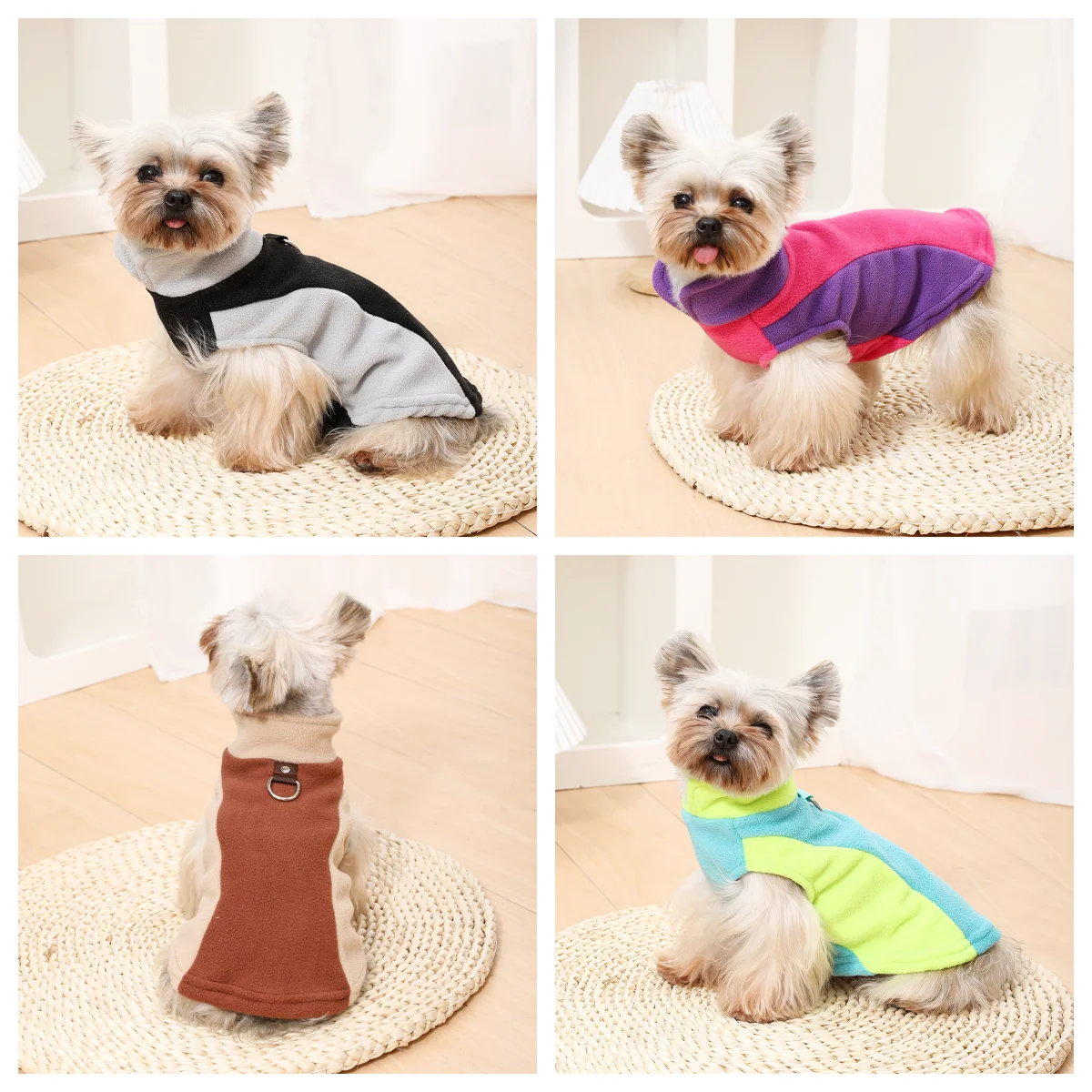 Abrigo suave para perro, chaqueta cálida de lana para mascotas para perros pequeños y medianos, trajes ligeros para mascotas con anillo en D, Yorkshire Bulldog Pug - imagen 4