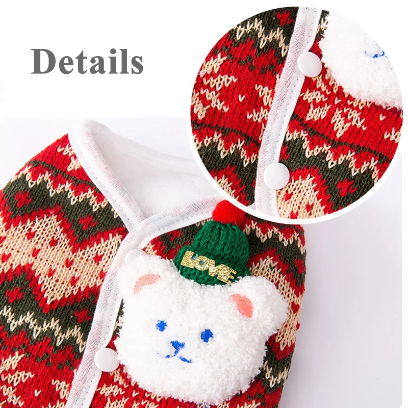 Ropa navideña para perros, abrigo tejido para perros, ropa cálida de invierno para mascotas para perros pequeños y medianos, ropa para Chihuahua y Yorkies, suministros para mascotas - imagen 4