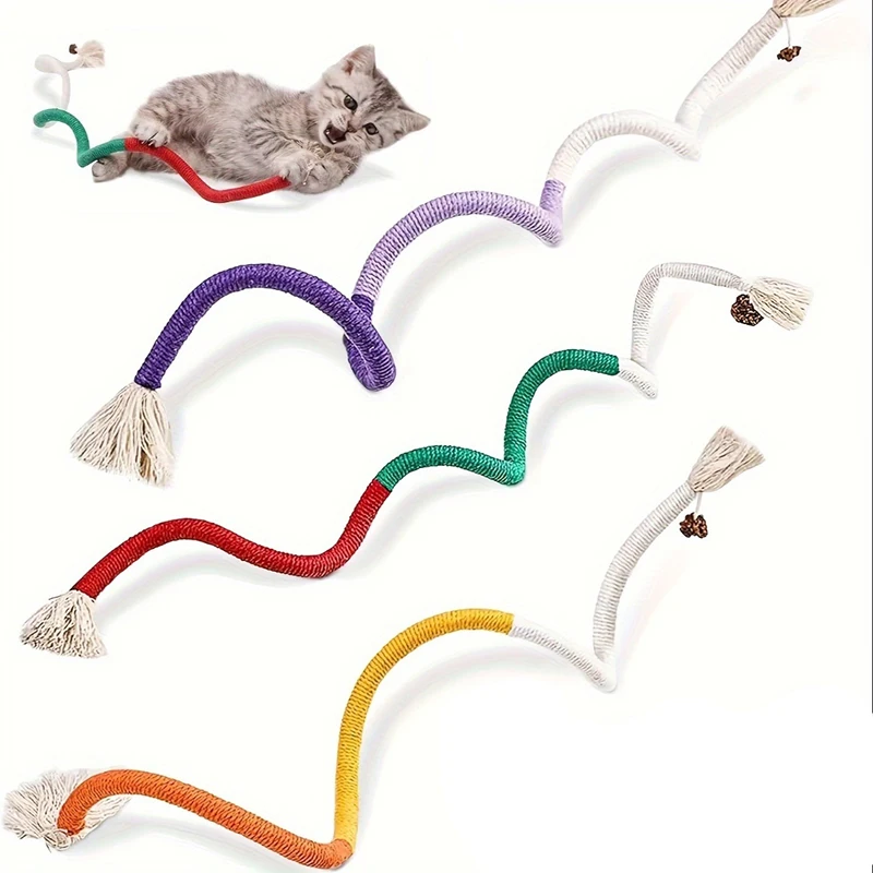 Juguete para masticar para gatos, limpieza de dientes de algodón, cuerda de hierba gatera, juguetes para gatos de interior, ejercicio interactivo para morder, juguetes para la dentición de pezones para gatos