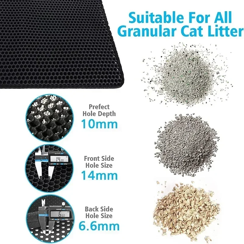 Estera de arena para gatos antideslizante, caja de arena grande para mascotas, estera de filtro de doble capa, resistente al desgaste, impermeable, suministros de limpieza para mascotas - imagen 4