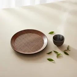 Bandeja bambú creativa para hojas té secas y soporte madera tetera