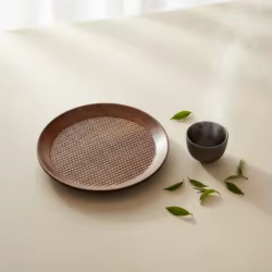 Bandeja bambú creativa para hojas té secas y soporte madera tetera