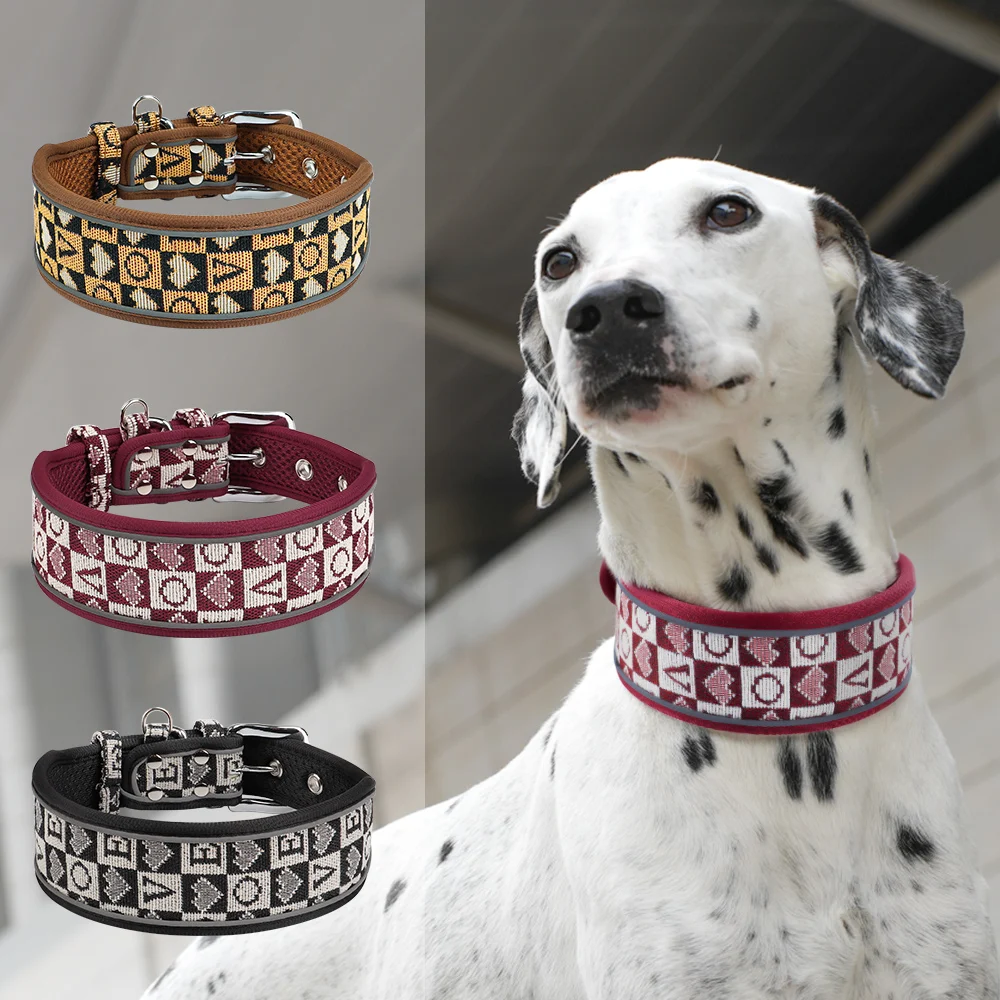 Collar para perros grandes y medianos: ancho, duradero, reflectante