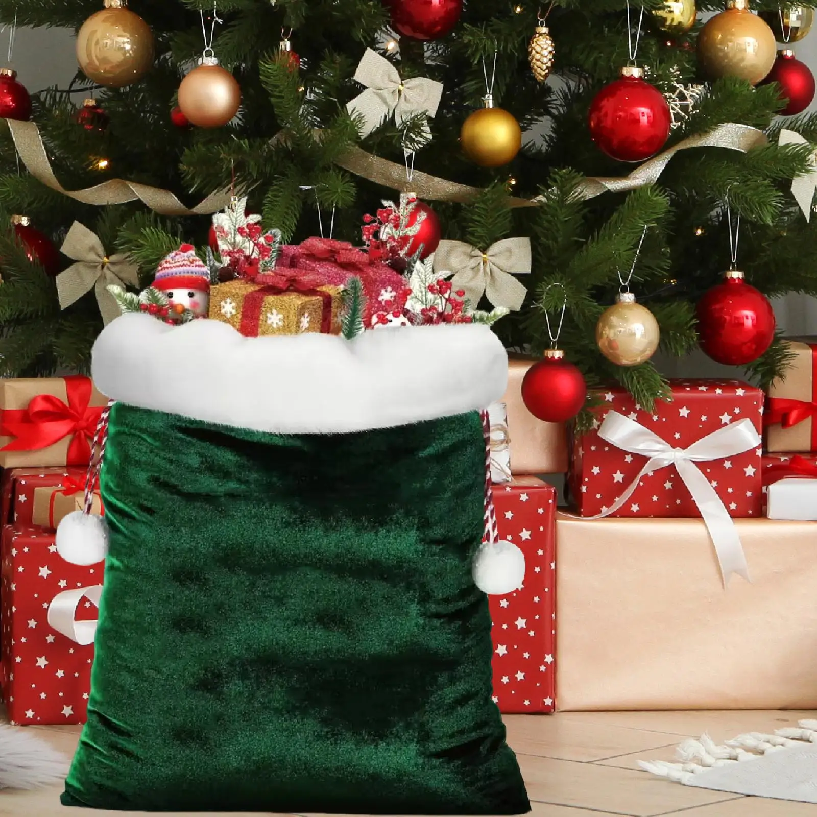 Bolsa de regalo con cordón de Navidad, organizador de regalos de fiesta, envoltura de regalos, almacenamiento de disfraces para dulces, golosinas, juguetes, cumpleaños