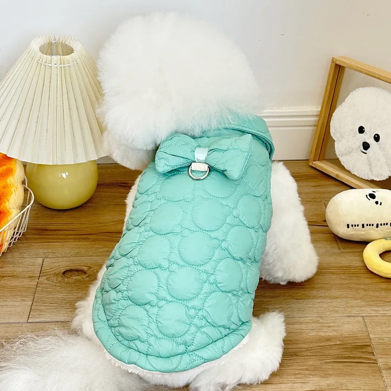 Chaquetas cálidas de invierno para cachorros, ropa de algodón con estampado bonito para mascotas, chaleco para perros con correa fría, Bichon Yorkshire, ropa para perros pequeños, Chihuahua - imagen 3