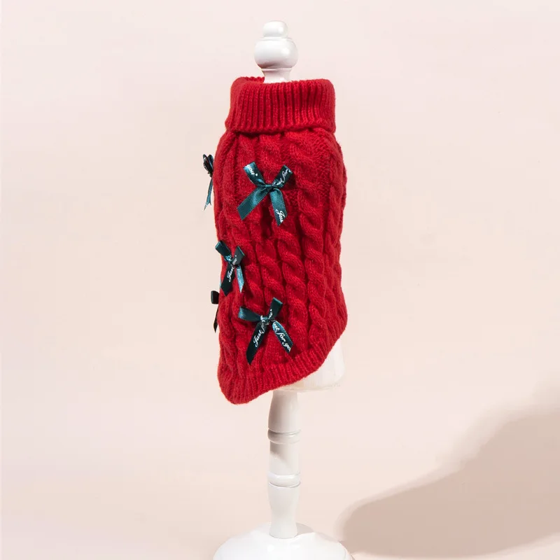 2025 nuevo suéter de Navidad para mascotas suéter de princesa con lazo para gatos perros ropa cálida de invierno y otoño para mascotas pequeñas y medianas - imagen 2
