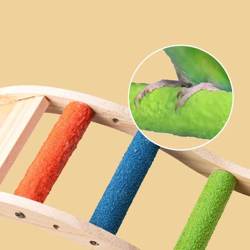 Juguete escalera de madera colorida para loros - Percha y columpio - imagen 4