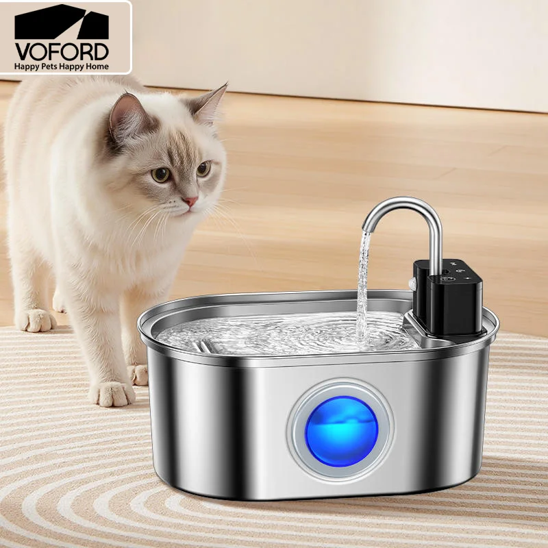 Fuente de agua de acero inoxidable de 3,2l para gatos, Sensor inalámbrico, dispensador de agua inteligente para mascotas, bebedero para perros y mascotas, 4000mAh
