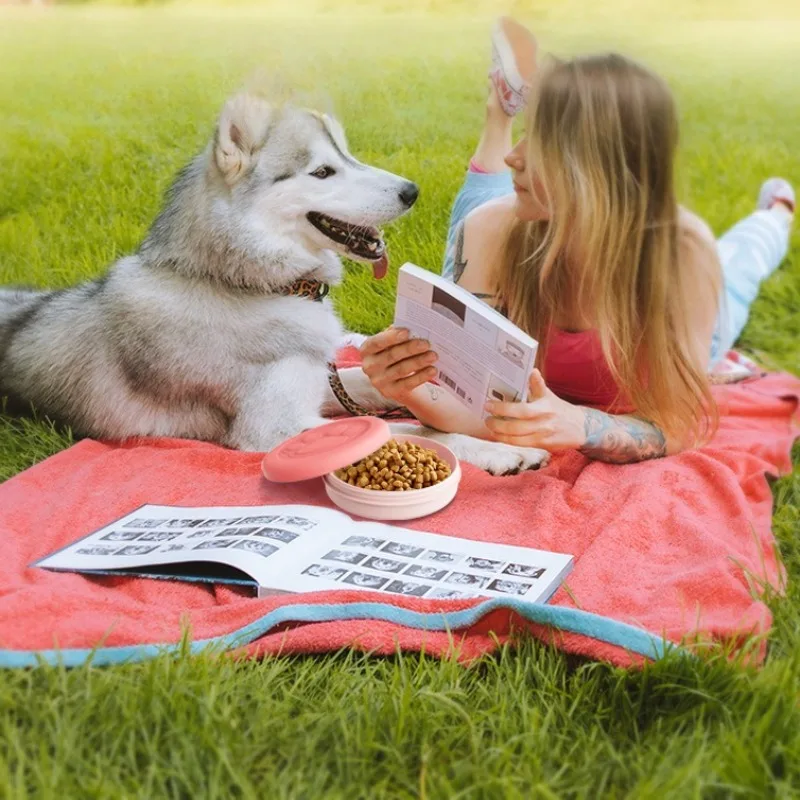 Cajas portátiles de almacenamiento de alimentos para perros al aire libre, suministros para comederos para mascotas, cuenco de plástico de viaje multifuncional para gatos, suministros de alimentación para cachorros y gatitos - imagen 2