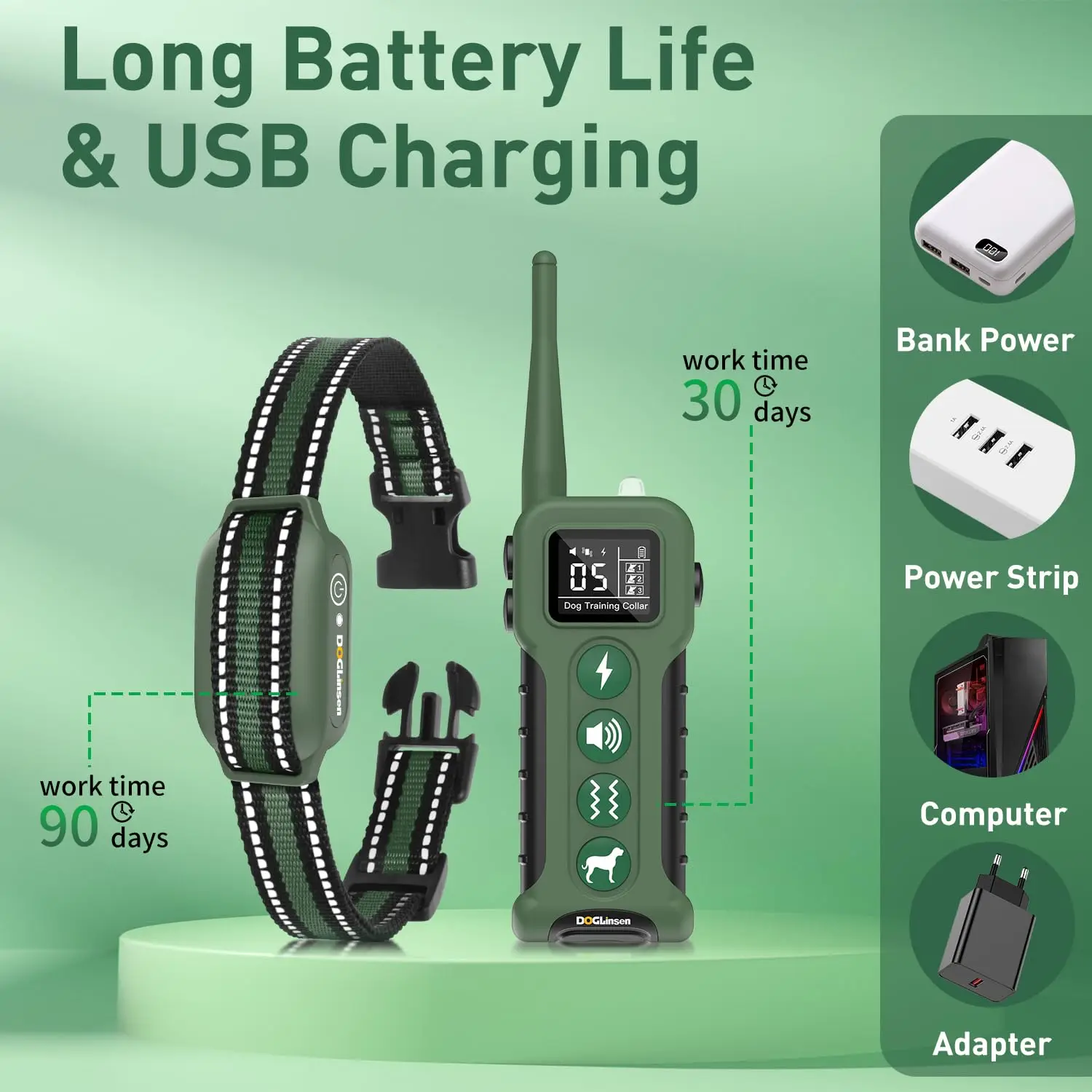 Collar de entrenamiento para perros con alcance de 3300 pies, Collar de choque impermeable para perros de 10-110 libras, Collar eléctrico con modos de choque, pitido y vibración - imagen 3