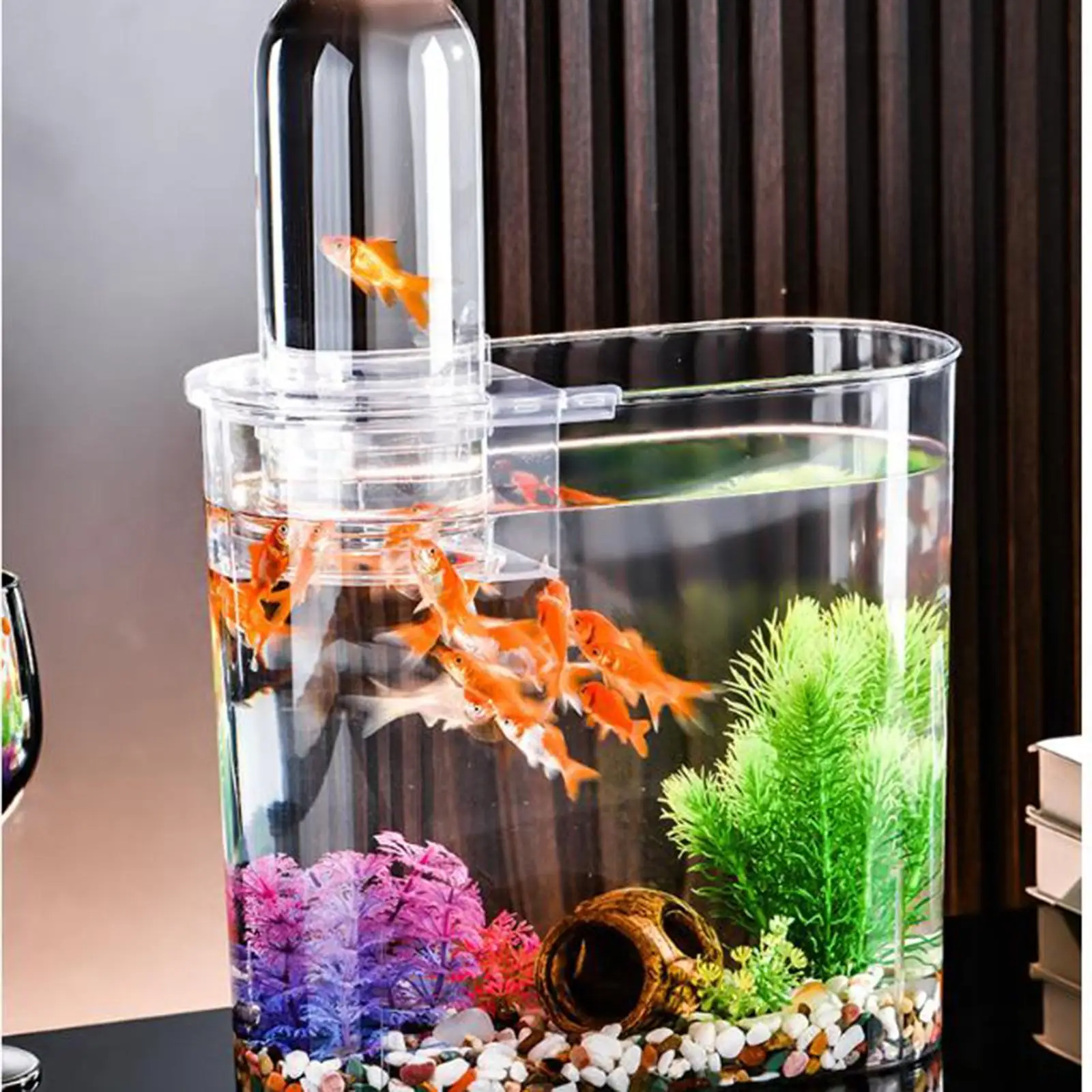 Mini Fish Tank Fish Bowl Sturdy with Cover Multiuse Turtle Tank Aquarium Tank for Home Living Rooms Desk Offices Decorative