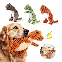 Juguete de peluche dinosaurio chirriante para perros masticable