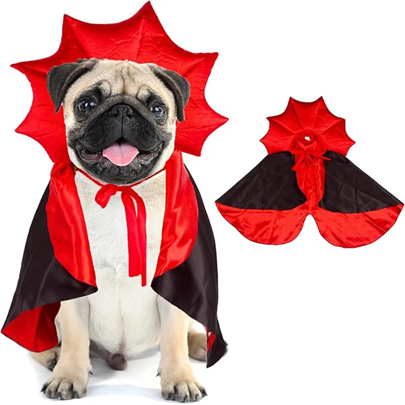 Capa para perro Capa del diablo Ropa de cosplay Disfraz de fiesta Disfraz de perro diablo vampiro Capa de Halloween Capa para perros pequeños, medianos y grandes