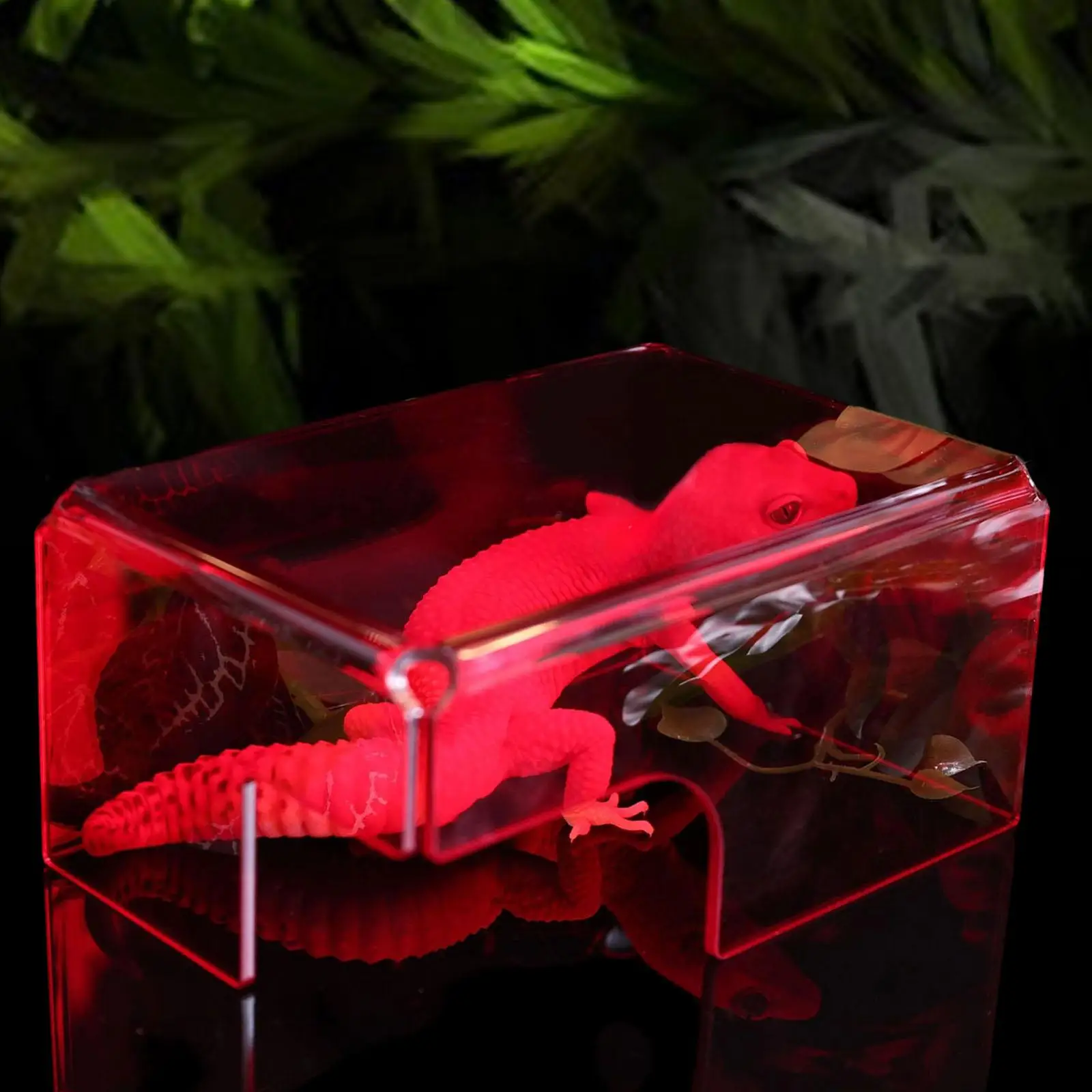 Reptile Hideout, Easy to Clean Red House, Habitat Decor Hide Box for Leopard, Gecko, Rodents, Small Pet, Bearded Dragon