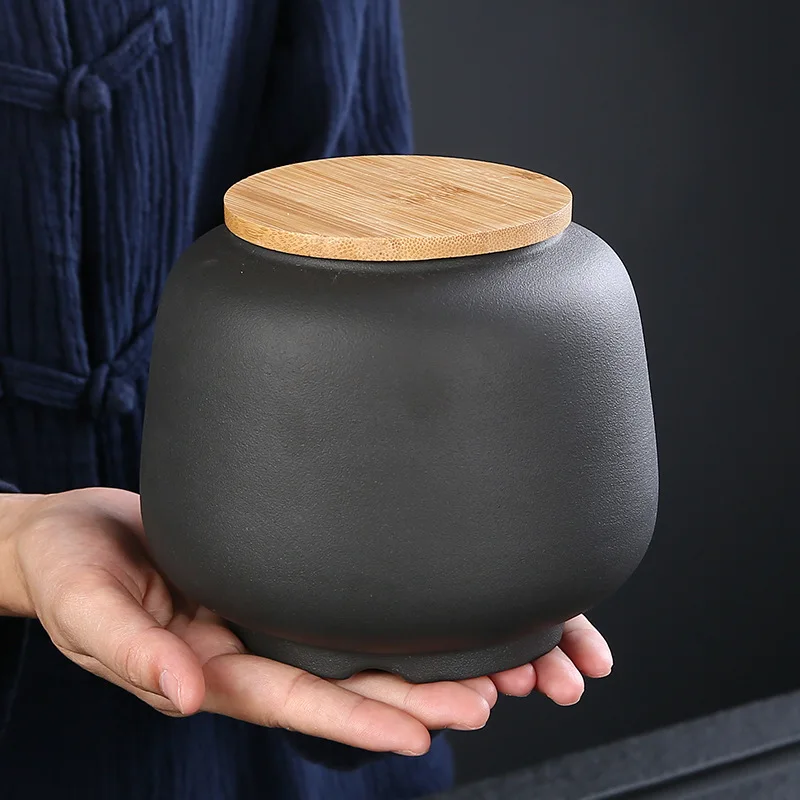 Urna grande personalizada de cerámica, urnas de cremación de estilo retro japonés, suministros funerarios, adecuada para mascotas, perros gatos, almacenamiento gris - imagen 2