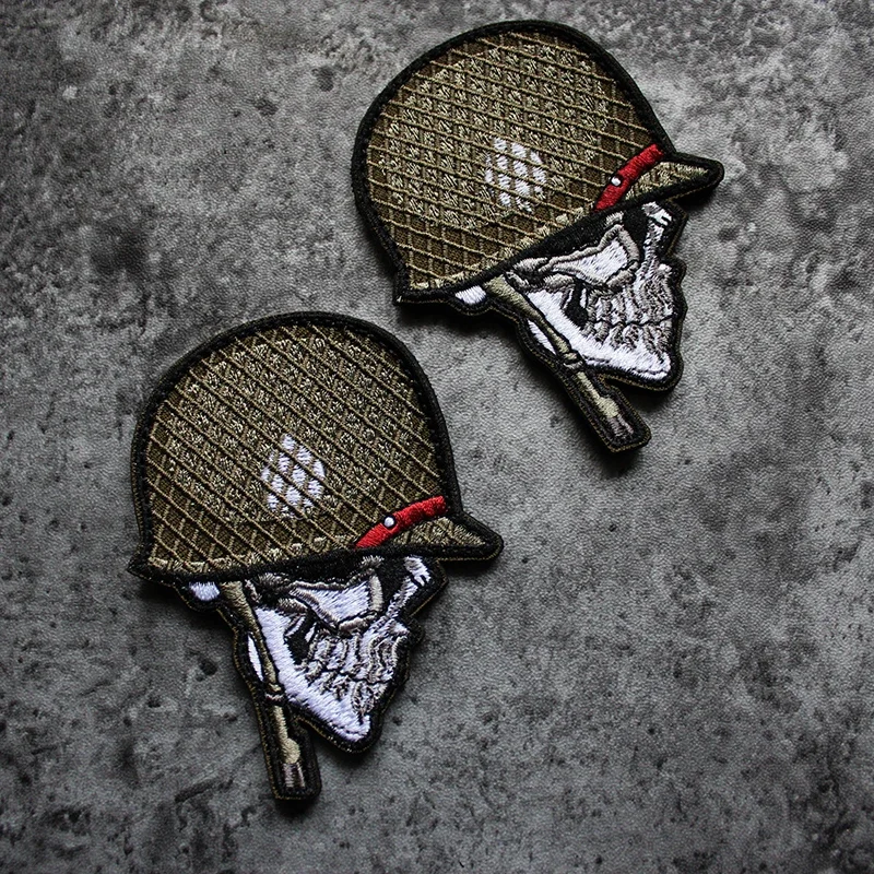 Parche bordado para casco de soldado con calavera, insignia para brazalete, adorno de costura decorativo militar, parches tácticos - imagen 4