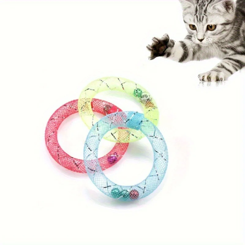 1 Uds. Juguetes divertidos para gatos manguera para gatos en forma de Donut dulce con sonido de campana que rebota juguete para gatos de primavera - imagen 5