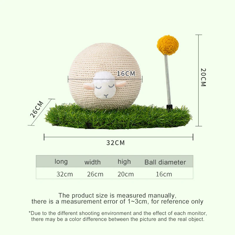 Bola de rascado Vertical para gatos, juguete de Sisal Natural, entretenimiento, ahorro de espacio, accesorios móviles esféricos - imagen 3