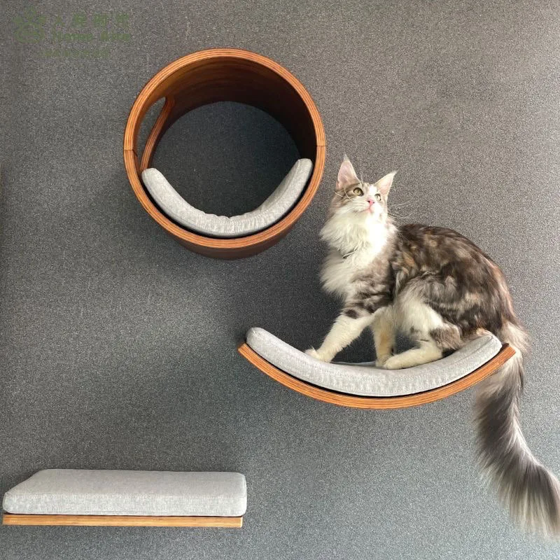 Torre de árbol de madera para gatos, estantes de escalada montados en la pared para gatos, hamaca, escaleras, casa, gatos, paseo, parque infantil, muebles para mascotas, accesorios - imagen 3