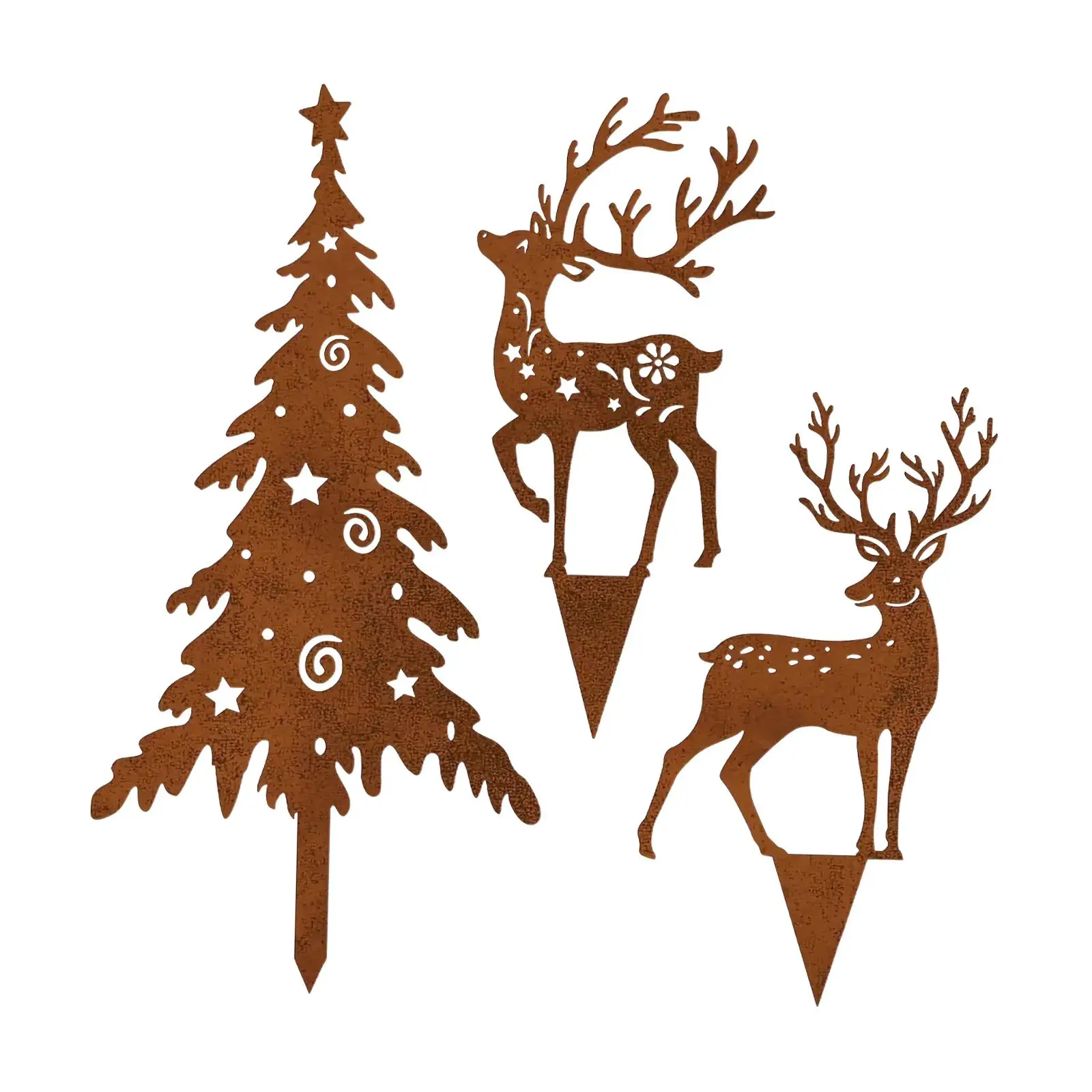 3x Christmas Garden Stakes Ornaments Art Decors Ideal Gifts Sturdy, Patio Stakes, Decorative for Path Lawn Courtyard