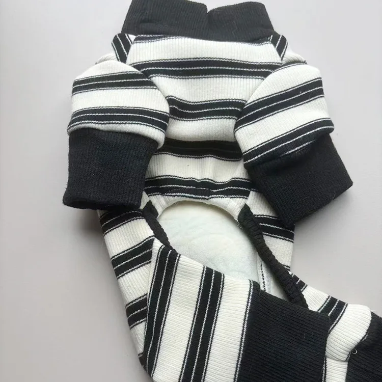 Mono a rayas de otoño e invierno para mascotas, pantalones de cuatro patas, camisa Base de invierno, ropa para cachorros, pijama para perros - imagen 4