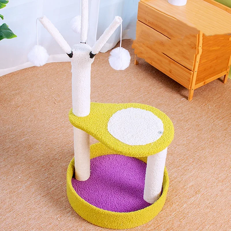 Árbol rascador torre de madera multinivel con sisal para gatos - imagen 3