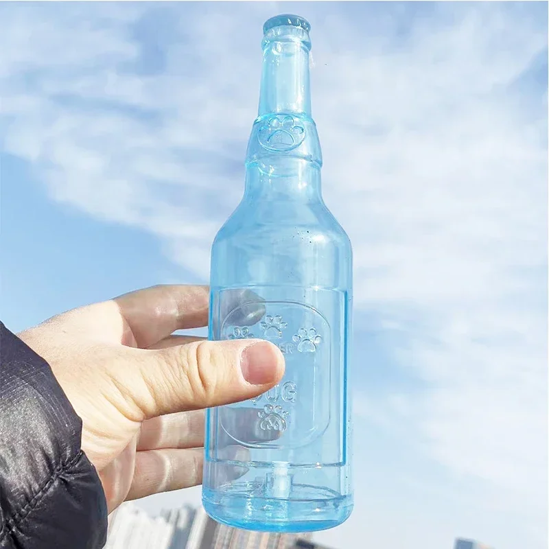 Juguete para masticar para mascotas, botella de cerveza resistente a mordeduras TPR con pelota de tenis, juguete para moler dientes de cachorro, juguetes interactivos para masticar perros - imagen 5