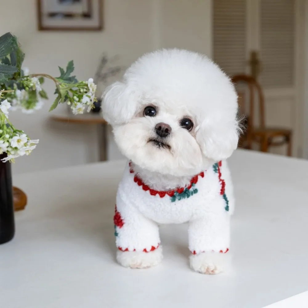 Abrigo de lana cereza para perros y gatos pequeños – Chal suave - imagen 4