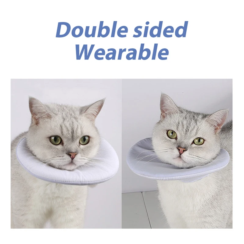 Cuello de Mascota para evitar mordeduras, babero suave de algodón ajustable, collar de protección para gatos, perros, comer y beber - imagen 2