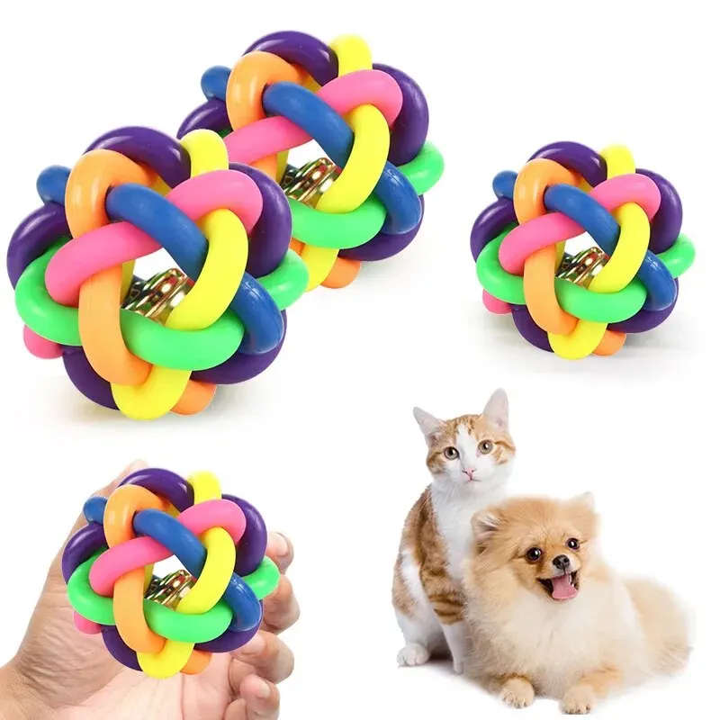 Pelota de campana colorida de Material PVC para mascotas, juguete interactivo para gatos y perros, 2 piezas - imagen 3
