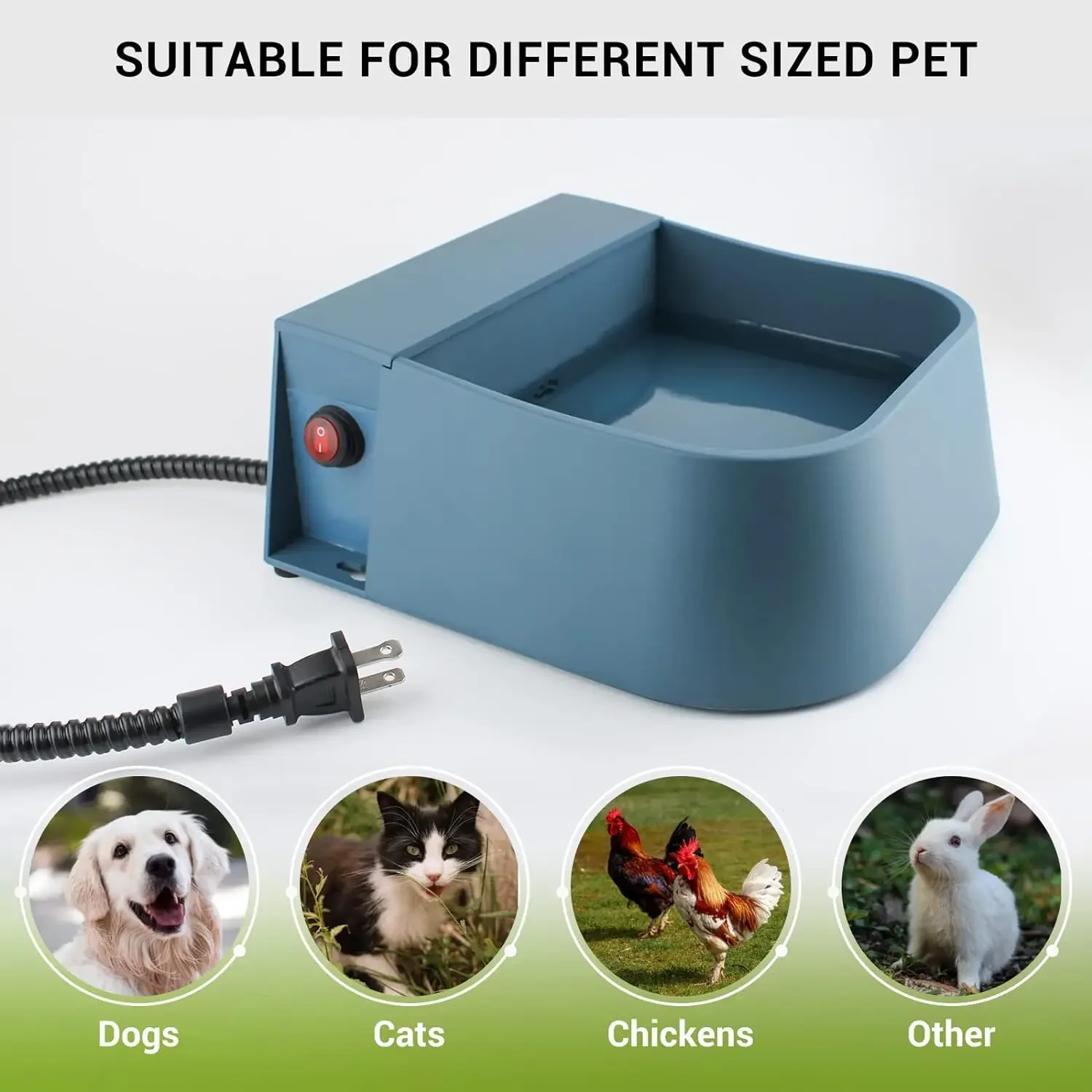 Cuenco de agua automático calentado para perros, cuenco exterior de llenado automático para perros calentados, bebedero automático calentado para perros, gatos, pollos, animales - imagen 5