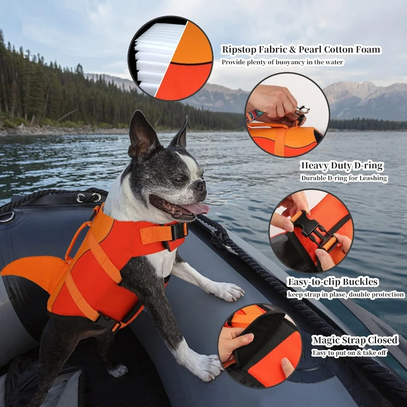 Chaleco salvavidas para perros y gatos – Flotador con asa - imagen 2